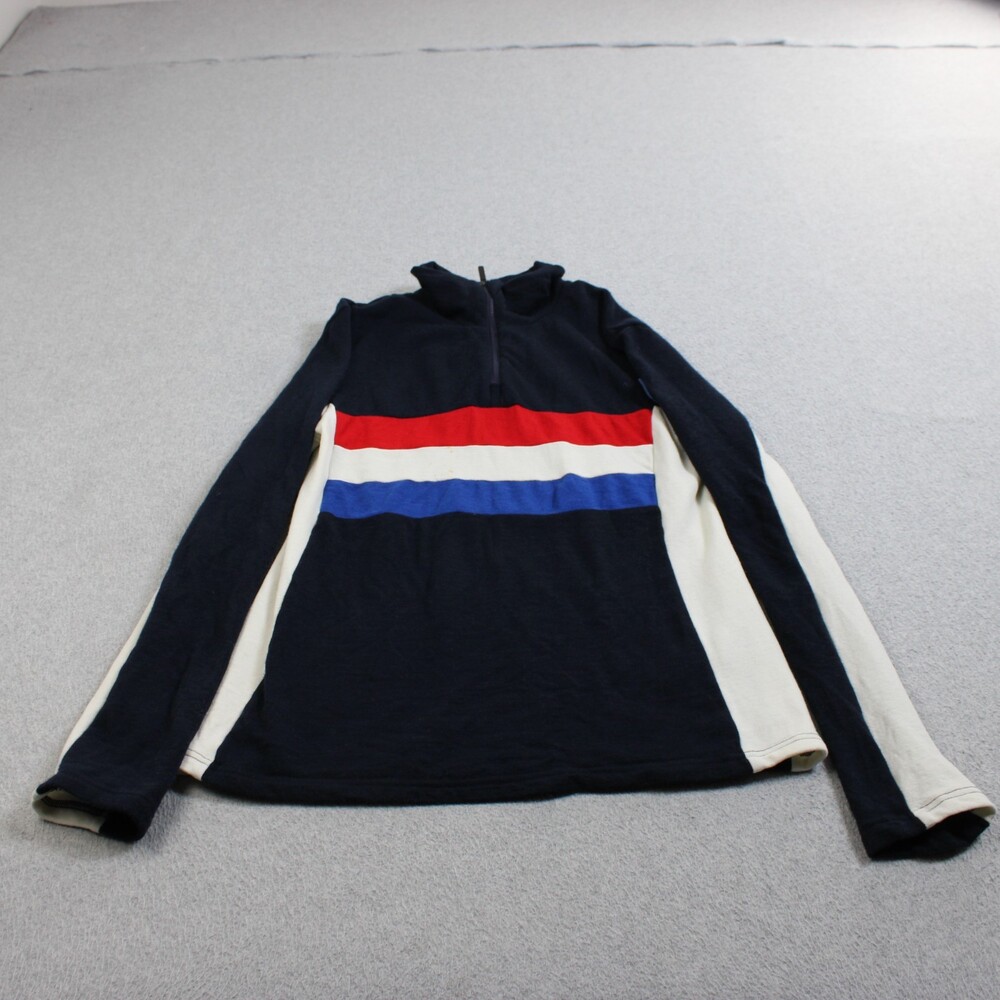 We Norwegians Merino Wool Shirt Womens Large Blue Quarter Zip Hike Outdoors READ